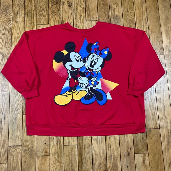 Mickey Unlimited Tops - Vintage 90s Mickey Unlimited Disney Mickey Minnie Mouse Red Sweatshirt‎